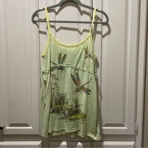 Old Navy Light Green Dragonfly Tissue Tank - L